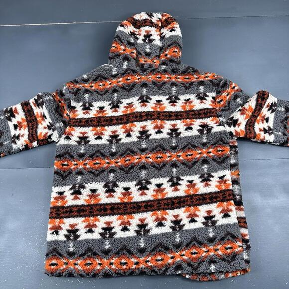 Sabrina Lauren Jacket Womens LRG Rust Gray Aztec Hook Loop High Pile Fleece NWT - Picture 8 of 8